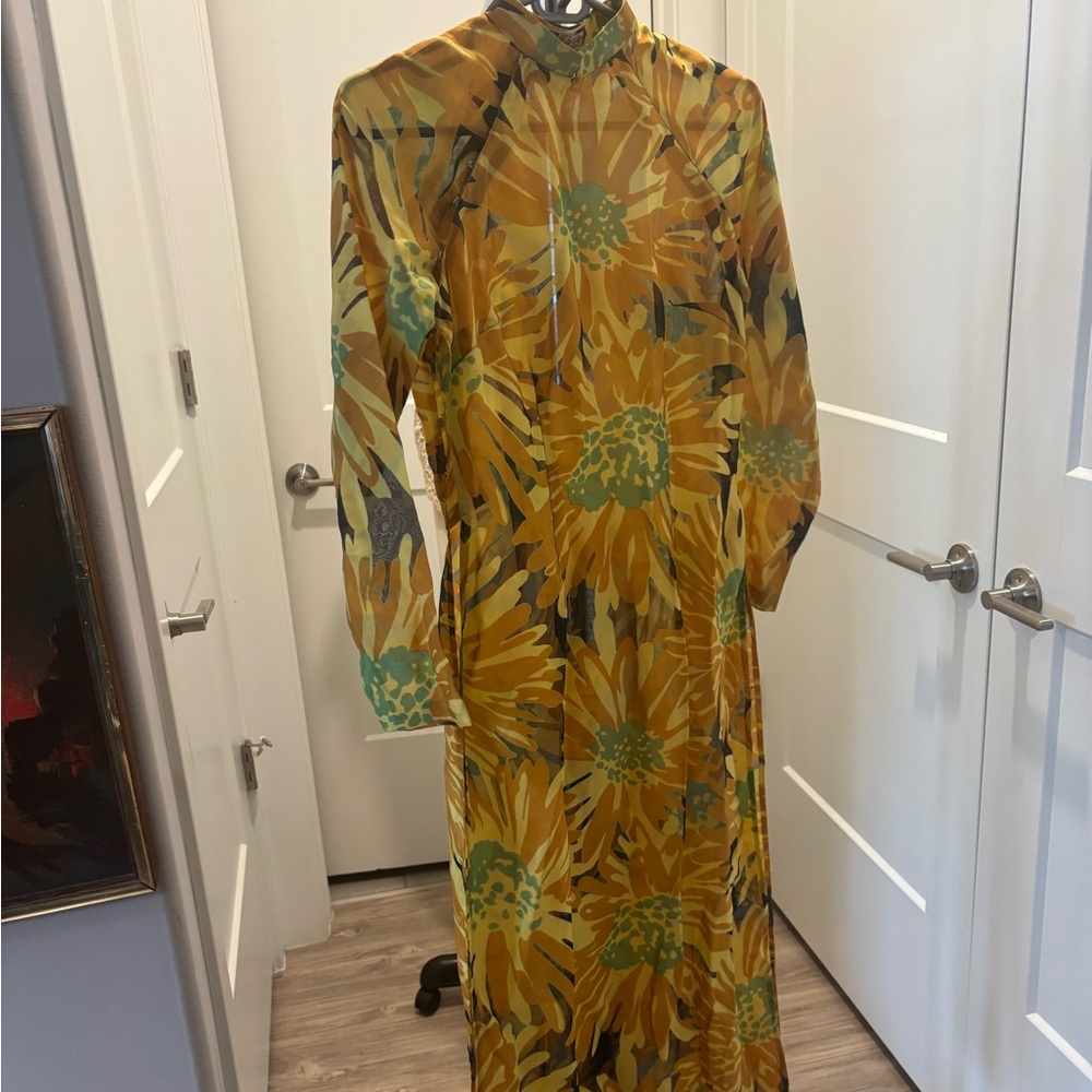 Vibrant Yellow and Green Dress Asian Style